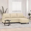 vidaXL 3-Sitzer-Sofa mit Hocker Creme 180 cm Stoff Produktbild-Vorschau 2