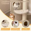 A cat tree with two cats, featuring close-up shots of its features. Podgląd zdjęcia produktu