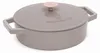 A gray cast iron pot with a pink knob on the lid. Anteprima dell’immagine prodotto