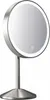 A silver LED makeup mirror on a stand, shown against a white background. Produktbild-Vorschau