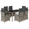 vidaXL 7-tlg. Garten-Essgruppe mit Kissen Grau Poly Rattan Produktbild-Vorschau 1