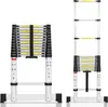Two images of a telescopic ladder, one folded and one extended, against a white background. Anteprima dell’immagine prodotto