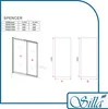 A diagram showing dimensions and specifications for a shower enclosure, with a product illustration. Produktbild-Vorschau
