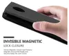 A hand is holding a black phone case, demonstrating its magnetic closure feature. Náhľad obrázku produktu