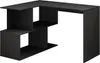 A black L-shaped desk with built-in shelving units. Produktbild-Vorschau