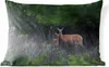 MuchoWow® Outdoor Kissen - Hirsche - Blumen - Kalb - Wald - Produktbild-Vorschau 1