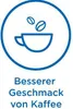 A blue circular icon with a coffee cup and coffee beans, with German text below. Náhled obrázku produktu