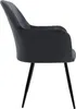 A side view of a single dark gray armchair with black metal legs, isolated on a white background. Náhľad obrázku produktu