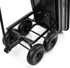 Close-up view of the wheels and frame of a black wagon. Náhled obrázku produktu