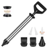 A product shot of a mortar caulking gun with various attachments. Produktbild-Vorschau