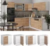 A collage showing a kitchen setup and individual kitchen cabinets. Náhled obrázku produktu