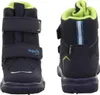 A pair of navy blue children's winter boots, shown from the front and back. Voir les images du produit
