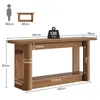 A diagram showing the dimensions of a console table, with a silhouette of a person for scale. Podgląd zdjęcia produktu