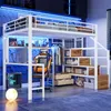 Czarne łóżko piętrowe z biurkiem i oświetleniem LED, Podgląd zdjęcia produktu 3