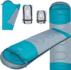 A collage of sleeping bags, showing one unrolled and two compressed. Náhľad obrázku produktu
