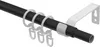 A close-up view of a curtain rod with rings and a bracket. Produktbild-Vorschau