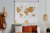 MuchoWow® Wandteppich Wandbehang Karte - Gold - Welt Produktbild-Vorschau 5