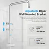 A diagram illustrating the adjustable wall-mounted bracket of a shower system, showing measurement ranges. Anteprima dell’immagine prodotto