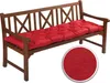 A red cushion on a wooden bench. Produktbild-Vorschau