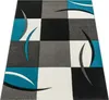 A rectangular rug with a geometric pattern of squares and curved lines, displayed on a white background. Anteprima dell’immagine prodotto