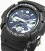 A close-up shot of a black G-Shock watch with a blue face. Produktbild-Vorschau