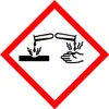 A hazard symbol indicating corrosive substances. Produktbild-Vorschau