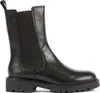 A black leather Chelsea boot with a thick sole is shown against a white background. Produktbild-Vorschau