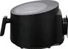 A black air fryer is shown from a side angle on a white background. Produktbild-Vorschau