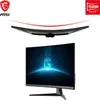 A curved gaming monitor is shown from a top-down perspective and then from the front. Podgląd zdjęcia produktu