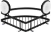 A black metal corner shower caddy with white suction cups. Náhled obrázku produktu