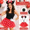4-teiliges Maus-Kostüm Set Damen XS/S – roter Tüllrock mit Produktbild-Vorschau 5