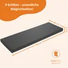 A dark gray rectangular cushion is shown with dimensions indicated. Text in an orange bubble at the top provides marketing information. Anteprima dell’immagine prodotto