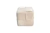 A cube-shaped pouf made of beige corduroy fabric, shown from the side. Produktbild-Vorschau