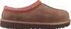 A side view of a brown Ugg Tasman II slipper with a red and beige knitted trim. Produktbild-Vorschau