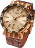 A close-up studio shot of a Vostok Europe watch with a brown leather strap. Podgląd zdjęcia produktu