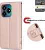 A rose gold flip case for a smartphone, shown with a magnetic closure feature highlighted. Produktbild-Vorschau