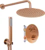A set of shower fixtures, including a showerhead, handheld shower, and a control valve, arranged against a white background. Anteprima dell’immagine prodotto