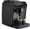 A black Philips espresso machine with two cups of coffee being dispensed. Voir les images du produit