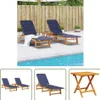 The Living Store Sonnenliegen 2 Stk. mit Tisch Dunkelblau Produktbild-Vorschau 1