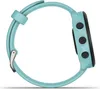 Side view of a turquoise smartwatch with black buttons. Podgląd zdjęcia produktu