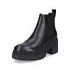 A black leather chelsea boot with a thick lug sole and block heel, shown from a side angle against a white background. Produktbild-Vorschau