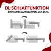 Diagrams illustrating how to unfold a sofa bed. Produktbild-Vorschau