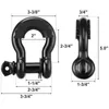 A diagram showing the dimensions of a black metal shackle. Náhled obrázku produktu