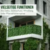 A balcony covered with artificial green foliage, with text overlay describing its functions. Anteprima dell’immagine prodotto