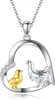 Huhn Mama Kind Herz Anhänger Halskette 925 Sterling Silber, Produktbild-Vorschau 1