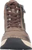 A close-up, front-facing view of a brown high-top sneaker boot. Produktbild-Vorschau