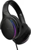 A black gaming headset with RGB lighting on the earcups, shown from a diagonal angle against a white background. Náhled obrázku produktu