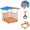 vidaXL Kinderspielhaus mit Sandkasten Tannenholz Blau UV50 Produktbild-Vorschau 1