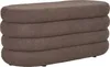A brown upholstered bench with a rounded, segmented design. Produktbild-Vorschau