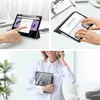 A collage of three images showing an iPad case in use and being held. Produktbild-Vorschau